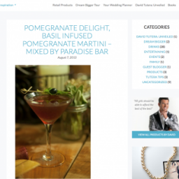 Screenshot of a website featuring a pomegranate cocktail drink by Paradise Bar